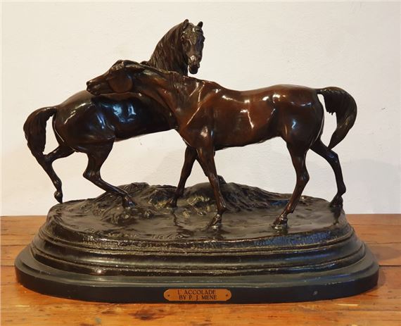 L’Accolade by Pierre-Jules Mene, dated 1869