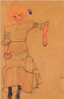 Gertrude Schiele Seated - Egon Schiele