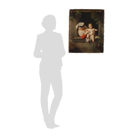 Giuseppe Mazzolini | Mother and Child at Window (Mid 19th Century ...