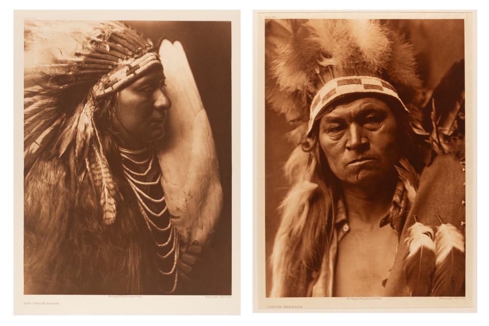 Two Male Portraits: Nez Perce Brave, 1905 + Cayuse Warrior, 1910 by Edward S. Curtis, 1905
