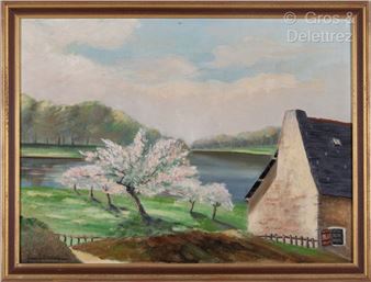 SD) Emile VINCENT (XXth) Le tertre à Marcilles Oil on canvas signed lower left - Emile Vincent