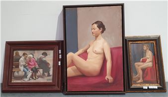 SALLY RYAN X 2, NUDE STUDIES, OIL ON BOARD - Sally Ryan