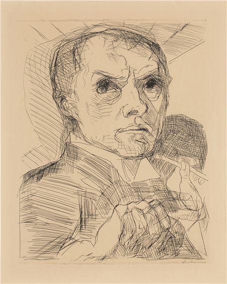 Selbstbildnis mit Griffel, from Gesichter (Hofmaier 105) by Max Beckmann, Executed circa 1916