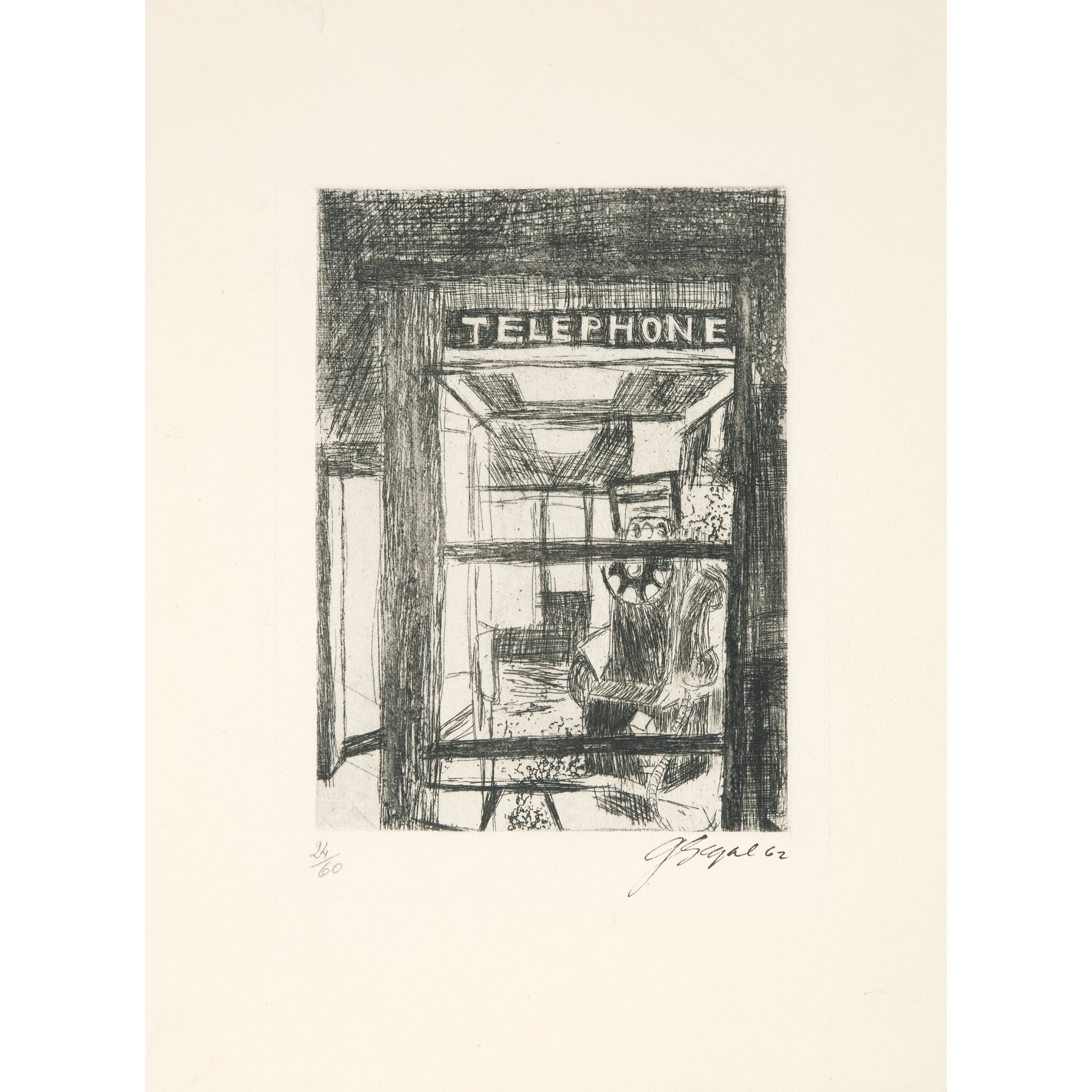 TELEPHONE BOOTH, PLATE 15 FROM "THE INTERNATIONAL AVANT-GARDE, VOL. V; AMERICA DISCOVERED," 1962 - George Segal