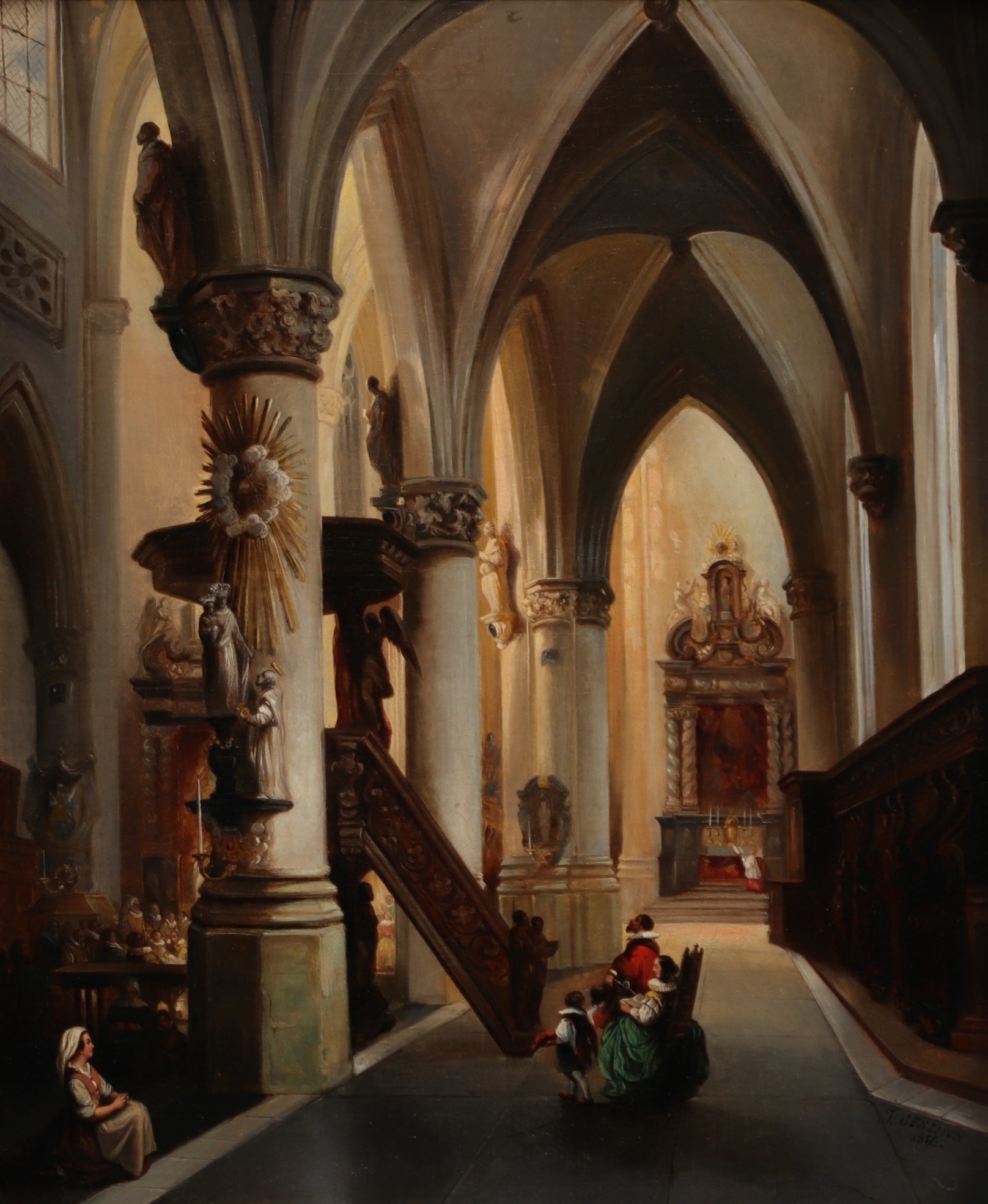Interior of a church - Jules Victor Genisson