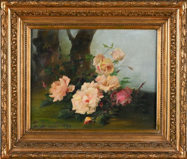Artwork by Louise Boucaud, Throwing roses, 1894, Made of Oil on canvas