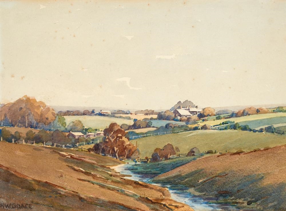 Artwork by Hubert Wesley Grace, Landscape near Lisarow, Central Coast, Made of watercolour
