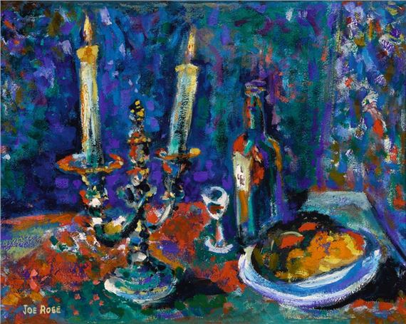 Still with Candles and Fruit by Joe Rose, 1915 - 1999