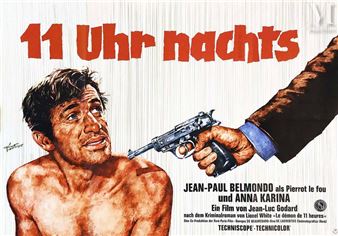 Jean Paul Belmondo 11 Uhr Nachts ( Pierrot le Fou ) Jean Paul Belmondo 11 Uhr Nachts ( Pierrot le Fou ) FP Druck Heilderberg Affiche entoilée/ Vintage Poster on Linnen T - Goltzi Wolf