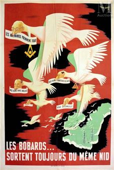 The Bobards always come out of the same nest Franc Maçonerie De Gaulle Le Mensonge Maitrise Mers The Bobards always come out of the same nest Franc Maçonerie De Gaulle Le Mensonge Maitrise Mers Bedos & Cie Paris Affiche entoilée/ Vintage Poster on Linnen T - Andre Deran