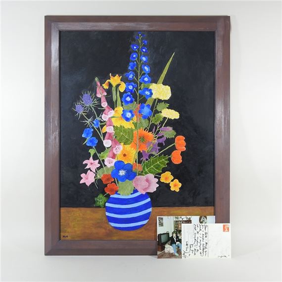 still life of flowers in a vase by Harry Hambling