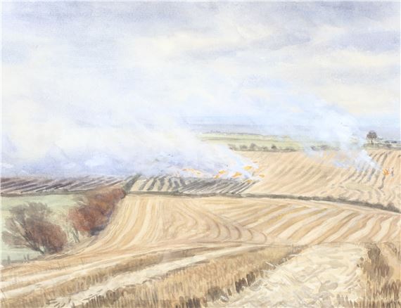 Violet Graham | Straw Burning on the Mendips (20th Century) | MutualArt