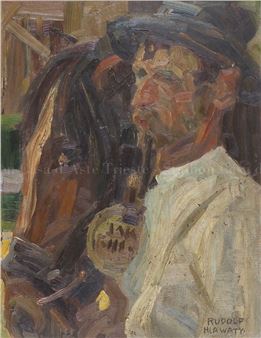 cm. 65x50 - olio su cartone - Rudolf Hlawaty