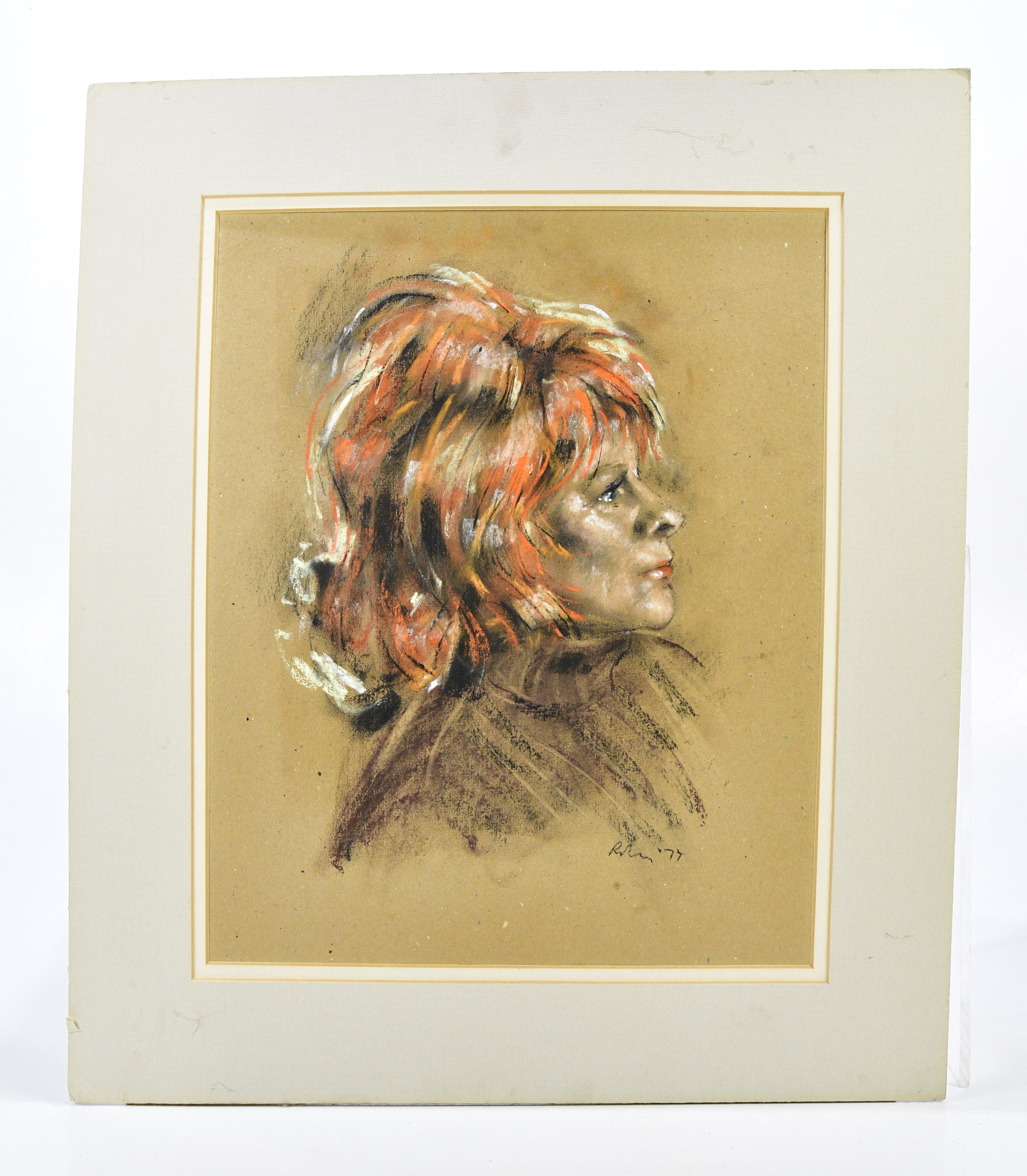 Harold Riley | portrait side profile of lady with red hair (1977 ...
