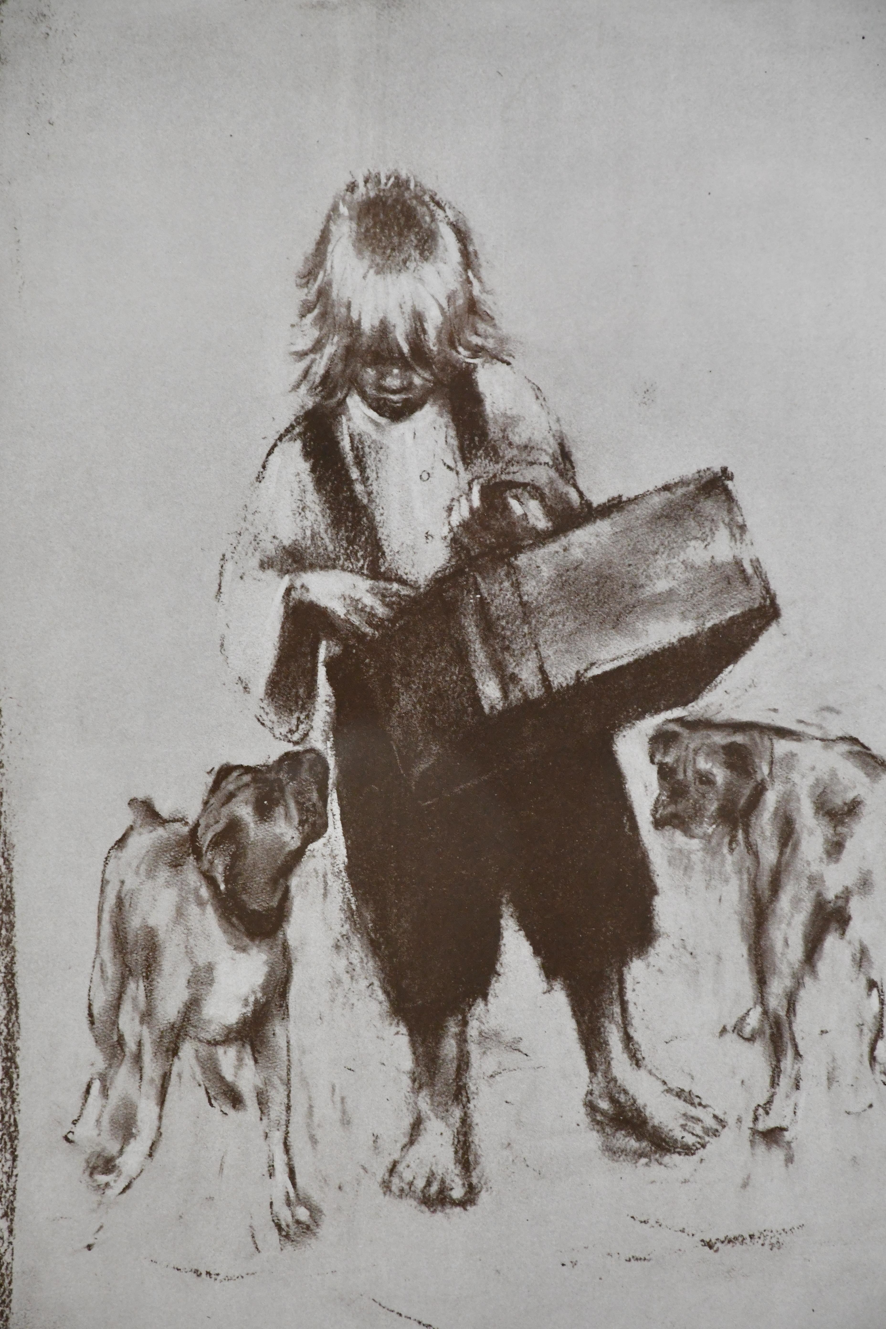 Harold Riley | Young Boy With Two Dogs | MutualArt