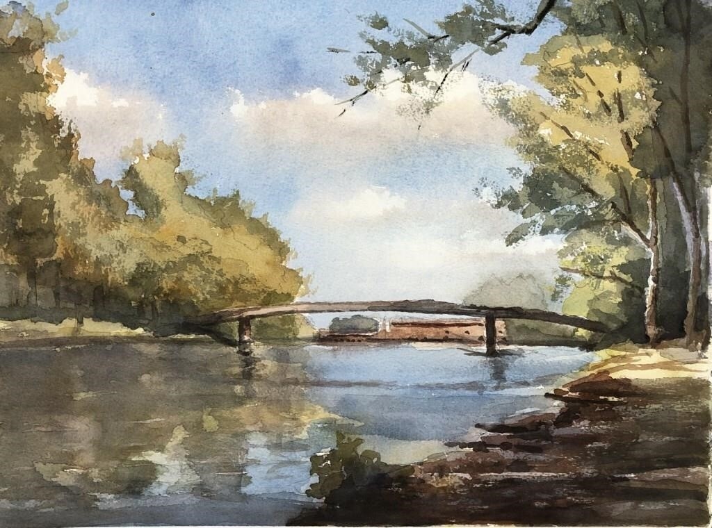 John Kelty John Kelty 11x14 WC The Walking Bridge MutualArt