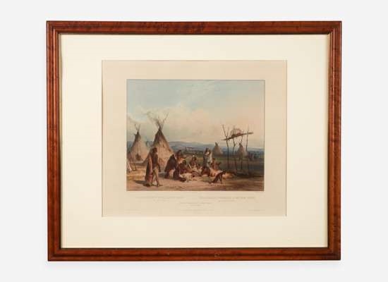 Funeral Scaffold of a Sioux Chief near Fort Pierre," circa 1840 - Karl Bodmer