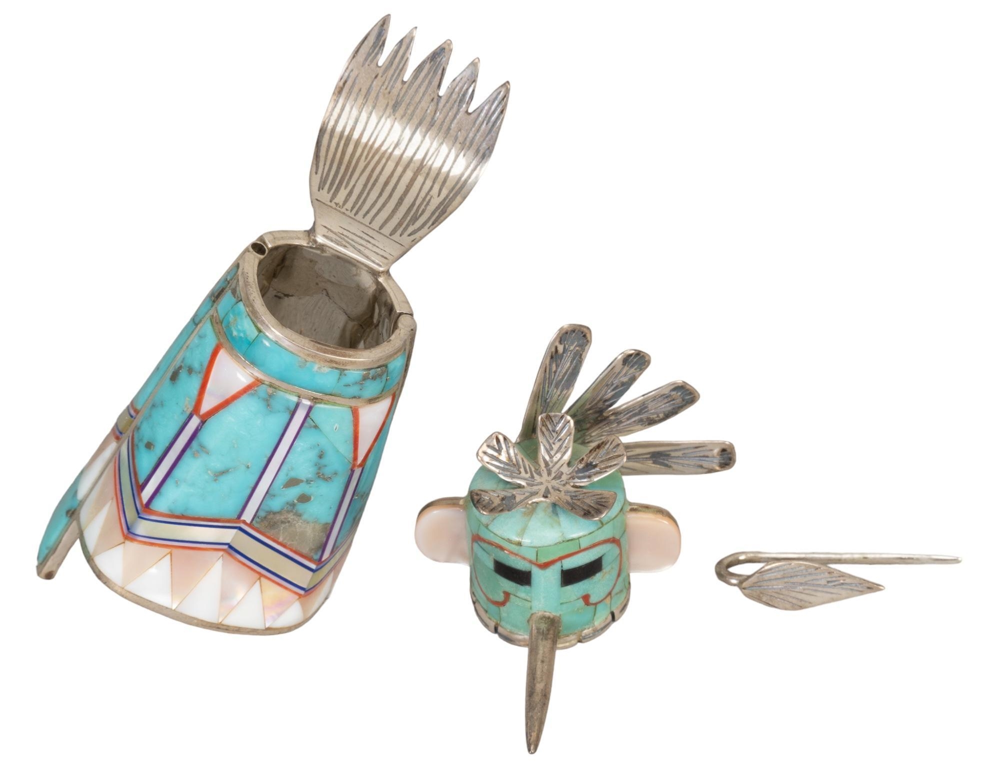 Artwork by David Freeland , Sterling and Turquoise "Peacock, Made of sterling