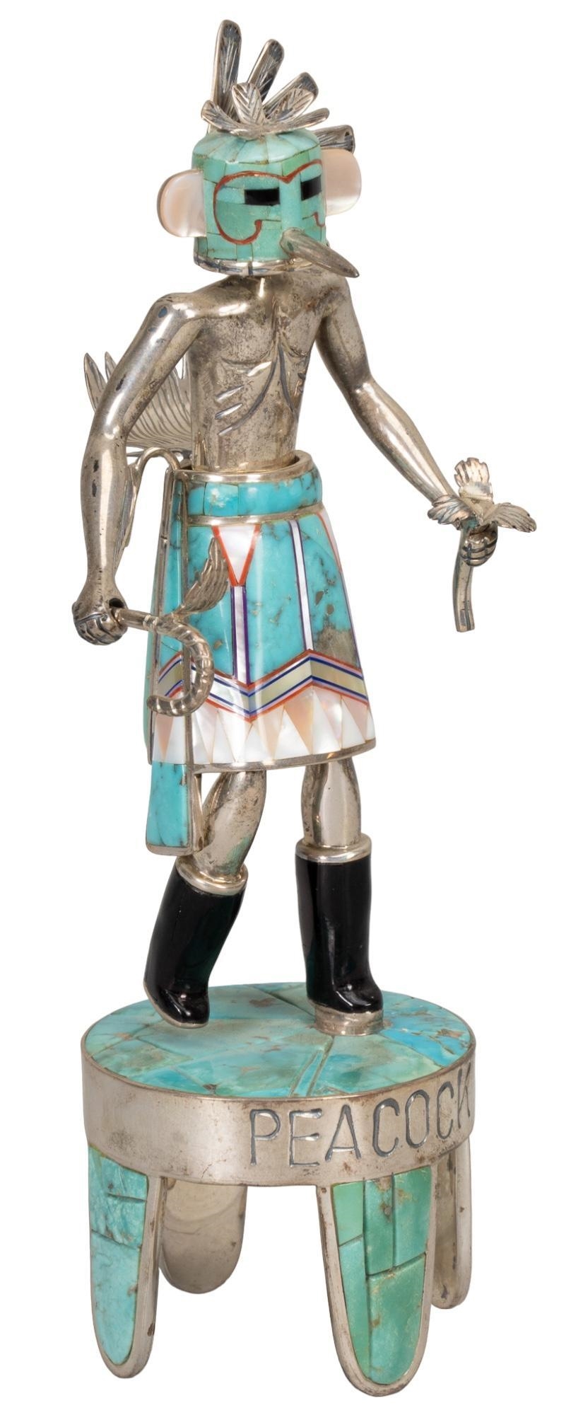 Artwork by David Freeland , Sterling and Turquoise "Peacock, Made of sterling