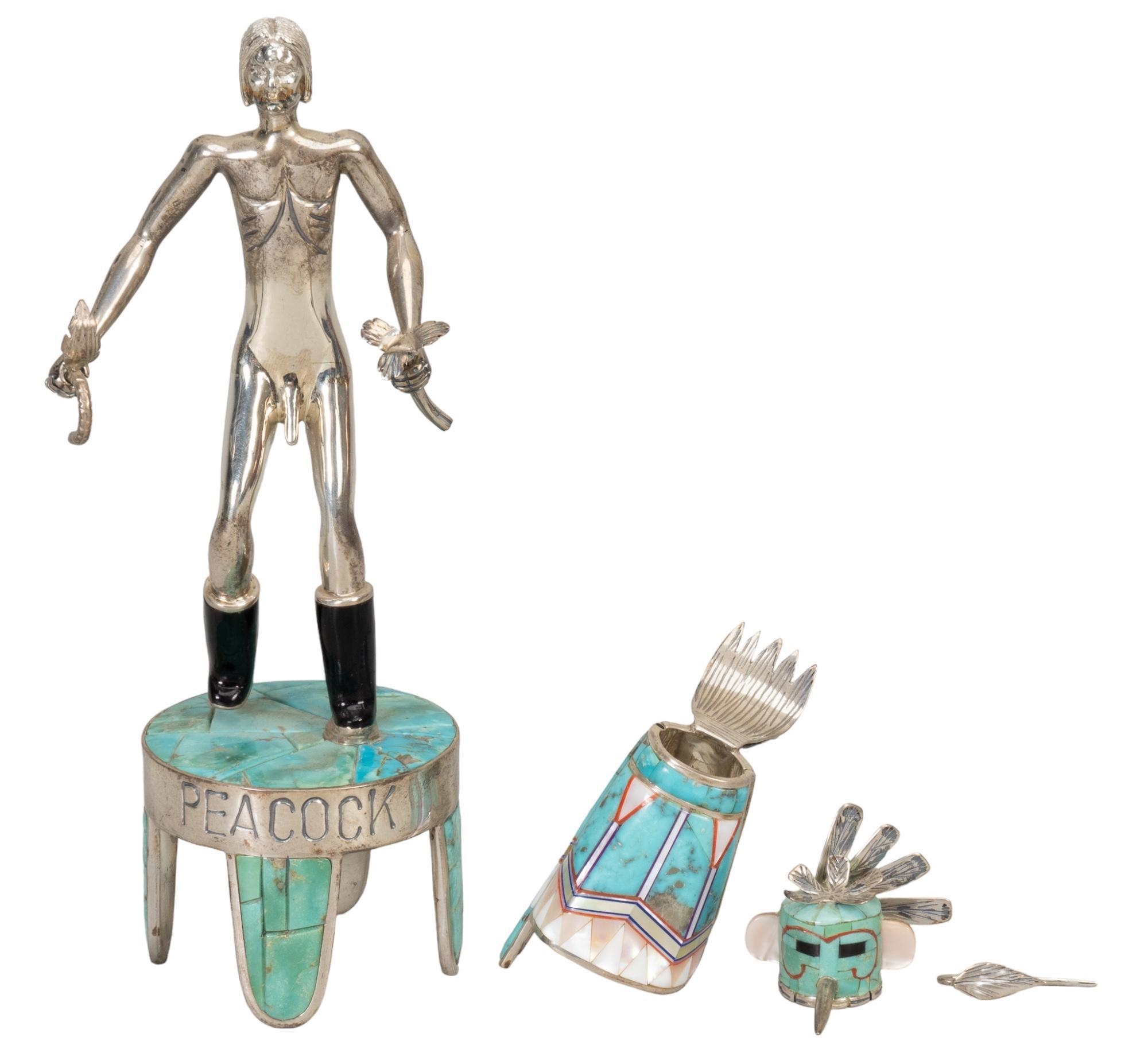 Artwork by David Freeland , Sterling and Turquoise "Peacock, Made of sterling