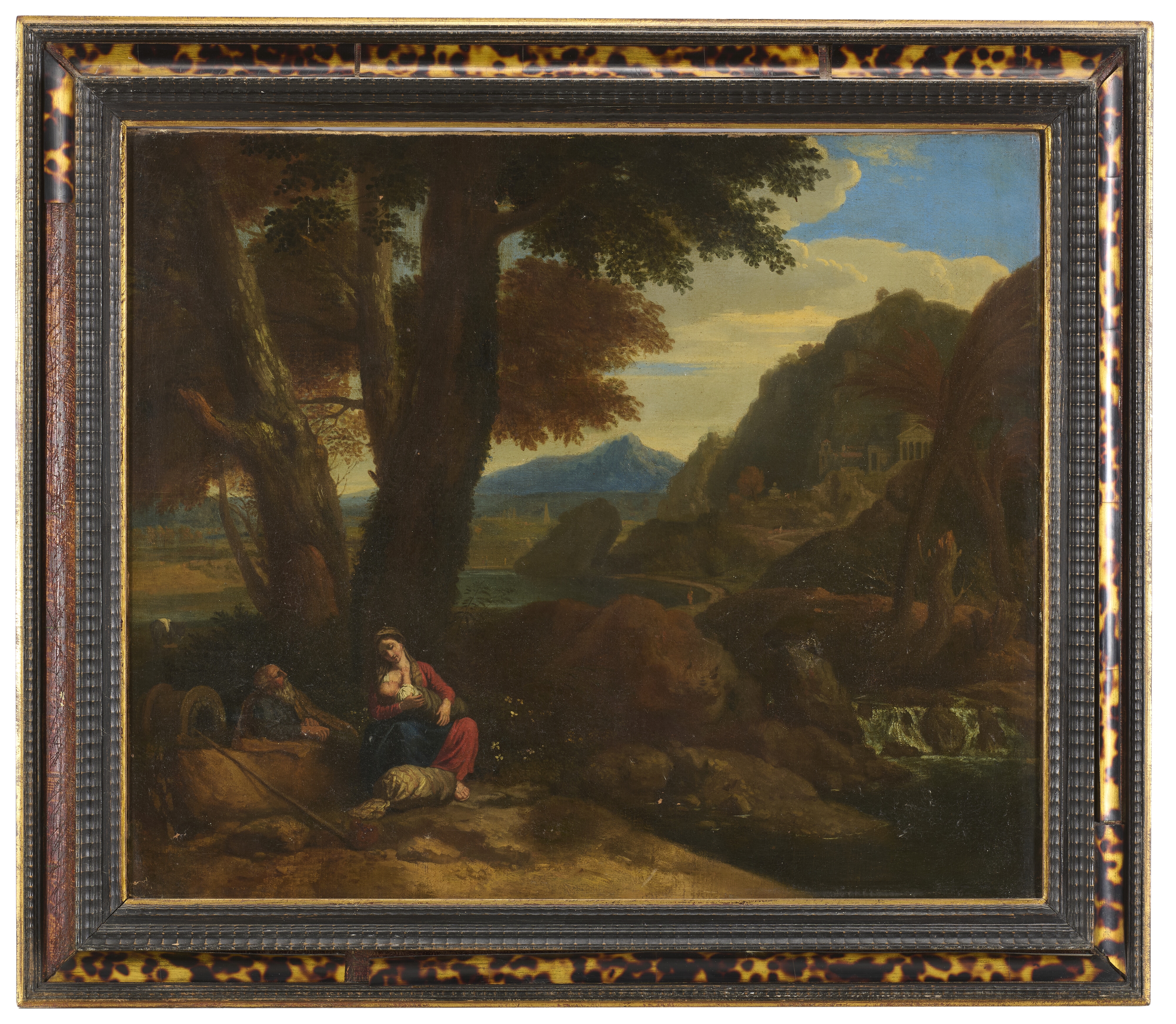 Artwork by Roman School, 17th Century, Resting during the flight to Egypt, Made of oil on canvas