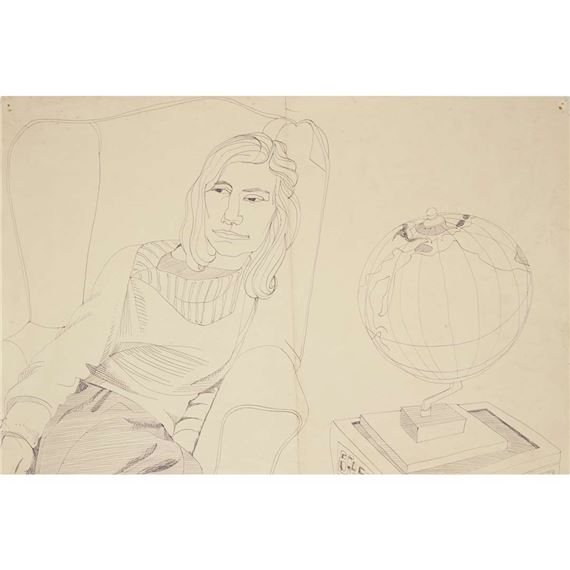 MARY BLISS WITH GLOBE by Alasdair Gray