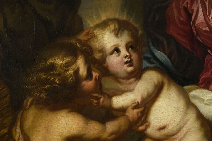 Artwork by Anthony van Dyck, Flemish School, 17th Century, The Holy Family with Saint John the Baptist, Made of Canvas