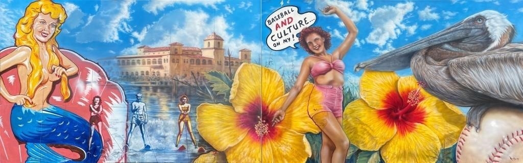 Artwork by Lance Rodgers, HUGE LANCE RODGERS TAMPA BAY NOSTALGIC PAINTING, Made of Acrylic/Canvas