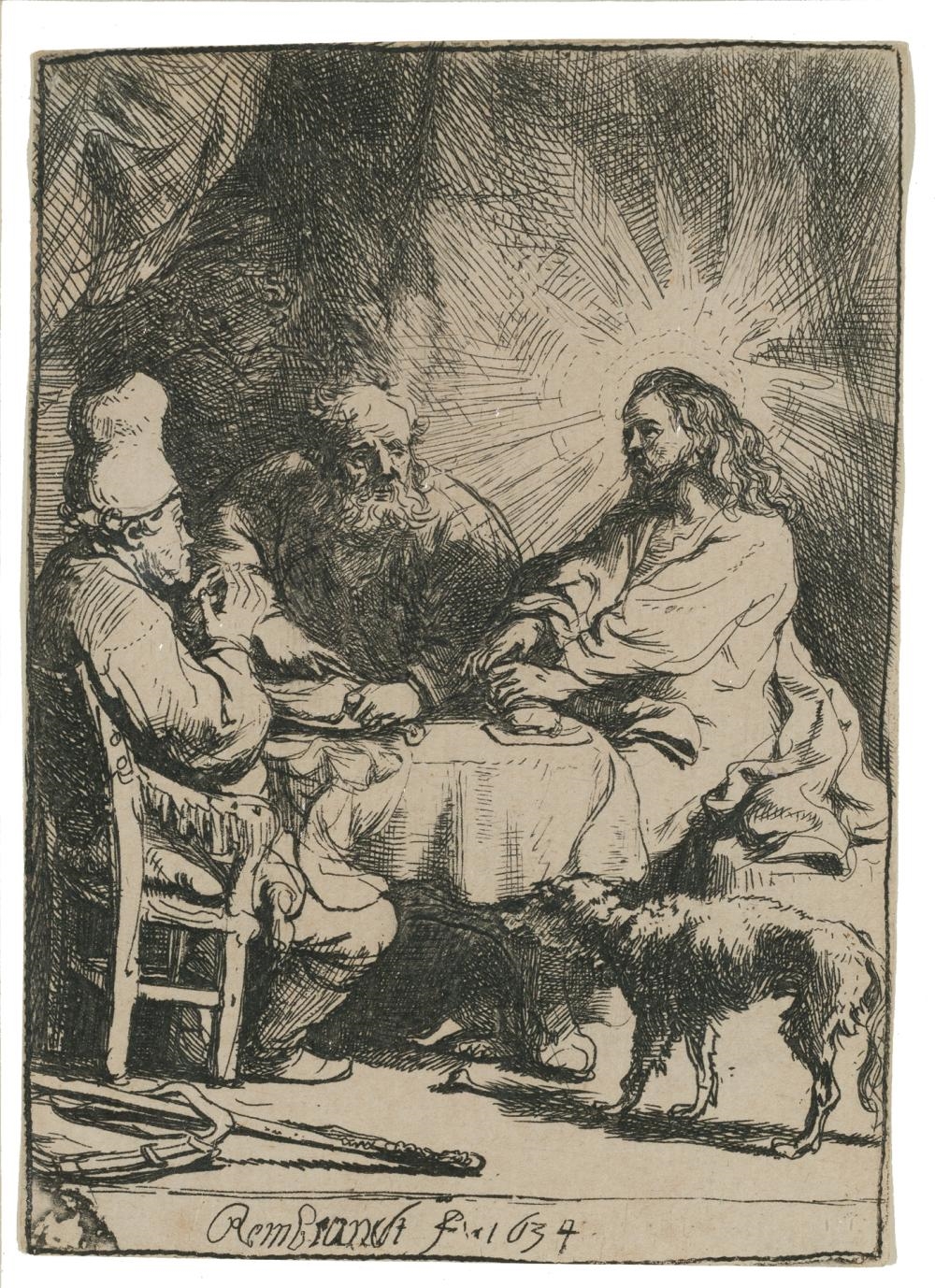 Christ at Emmaus (smaller plate - Rembrandt van Rijn