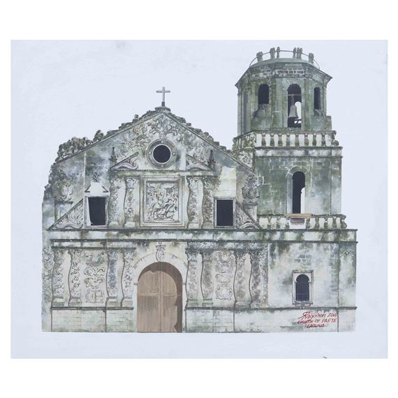 Church of Paete Laguna by Rodolfo Ragodon, dated 2001