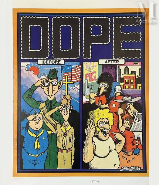 Dope Before After Dope Before After Vintage Poster on Linnen/ Affiche entoilée T by Gilbert Shelton, 1971