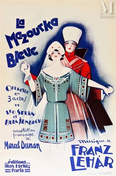 Mazourka Bleu Music by Franz Lehar Mazourka Bleu Music by Franz Lehar Dola Paris Vintage Poster on Linnen/ Affiche entoilée T