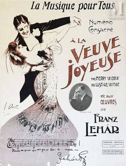 The Merry Widow Franz Léhar The Merry Widow Franz Léhar Vintage Poster on Linnen/ Affiche entoilée T by Georges Dola, circa 1920