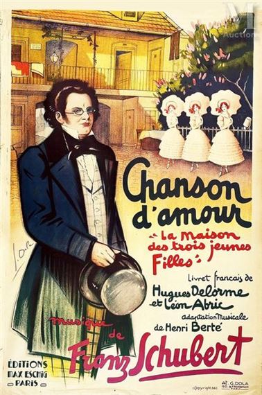 Chanson D'Amour Music by Frantz Shubert Chanson D'Amour Music by Frantz Shubert Max Eschig Paris Affiche entoilée/ Vintage Poster on Linnen T by Georges Dola, circa 1920