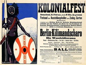 Berlin Kilimandscharo - Kolonialfest Berlin-Kilimandscharo Zoologischen Garten Berlin Kilimandscharo - Kolonialfest Berlin-Kilimandscharo Zoologischen Garten Nauck & Hartmann Berlin Affiche entoilée/ Vintage Poster on Linnen T - Kurt Hassenkamp