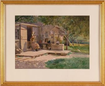 A woman seated on a porch - William Henry Hyde