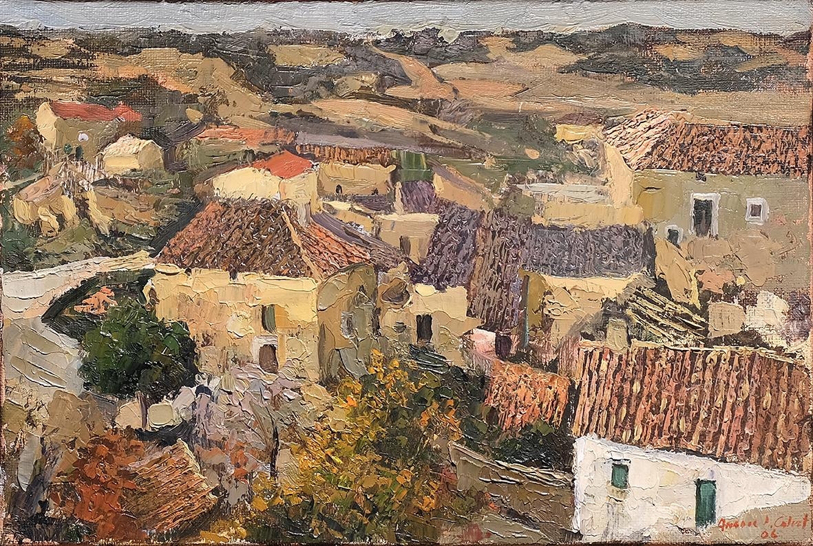 Artwork by Amador Pérez Calvet, Vista de pueblo, Made of oil on canvas