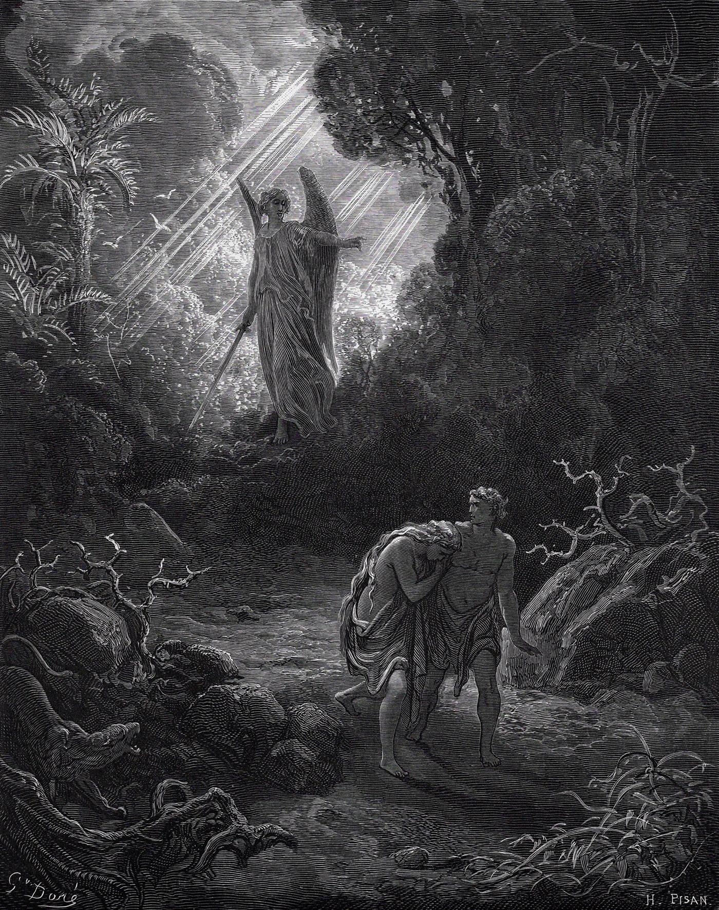 Gustave Doré | Adam and Eve Driven out of Eden (from Dore's Bible ...