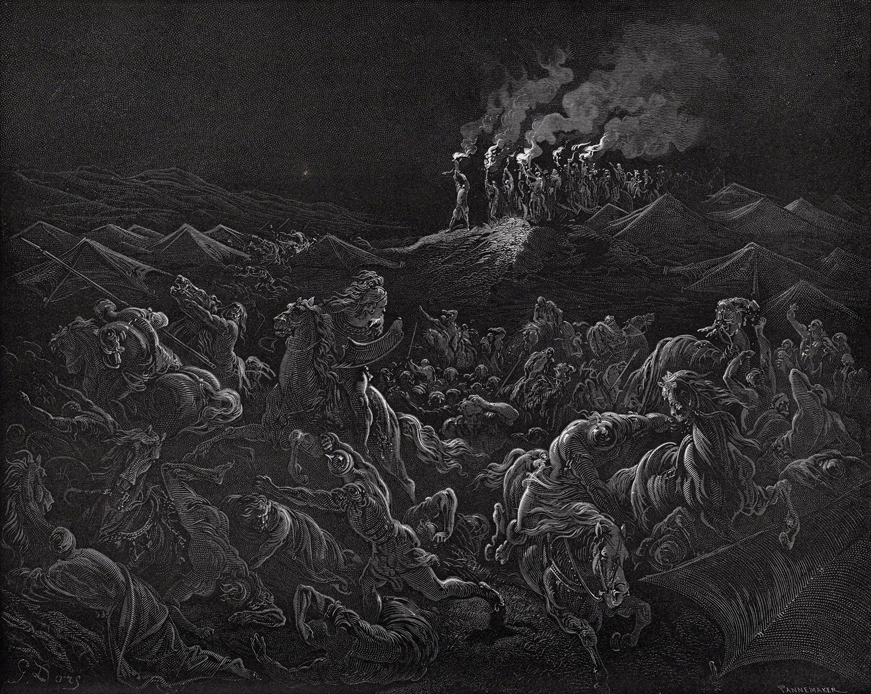 The Midianites put to Flight (From Dore's Bible) by Gustave Doré, Adolphe Francois Pannemaker, c. 1880