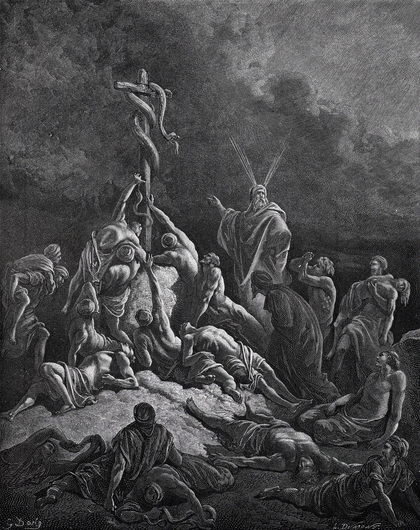 The Bronze Serpent (from Dore's Bible) by Gustave Doré, Louis Paul Pierre Dumont, c. 1880