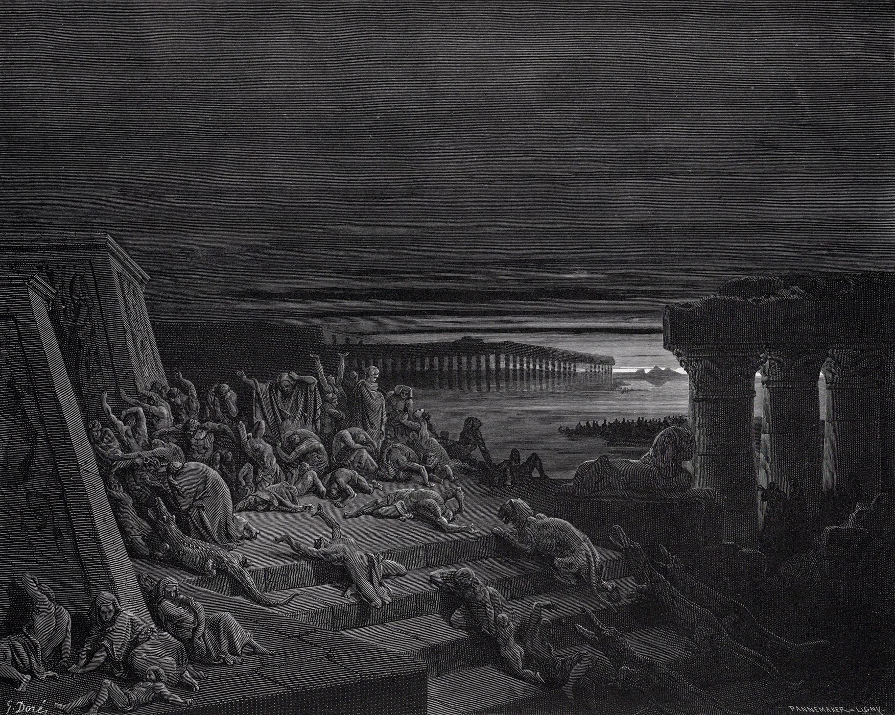 The Plague of Darkness (from Dore's Bible) by Gustave Doré, Adolphe Francois Pannemaker, Ad Ligny, c. 1880
