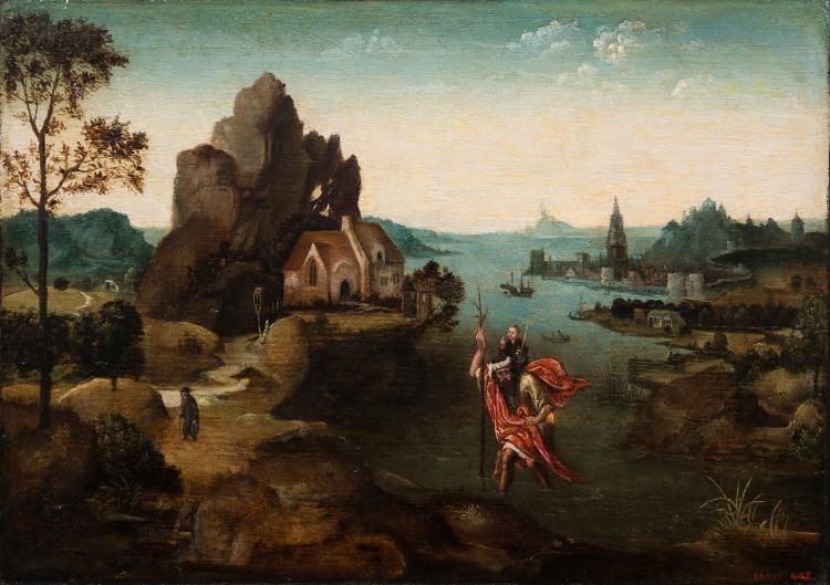 Landscape with St. Christopher and Child. by Joachim Patinir, 17th century