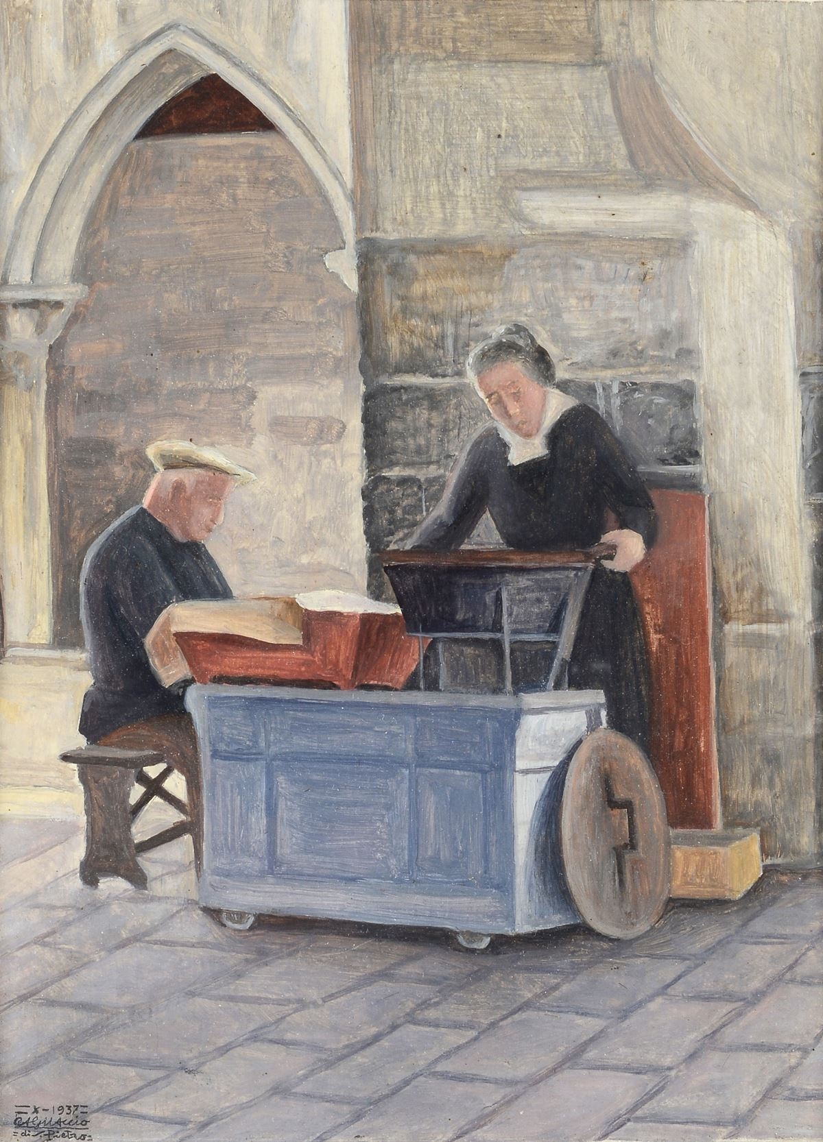 The roasted chestnut seller, 1937 - Cagnaccio di San Pietro