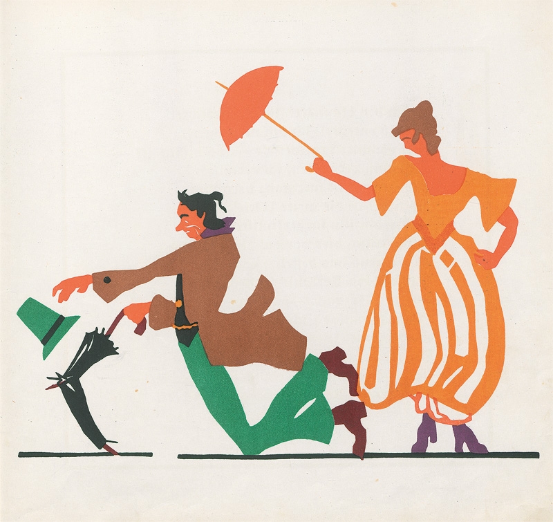 Artwork by Fritz von Ostini, Der grüne Hut, Made of Buntpapierschnitten