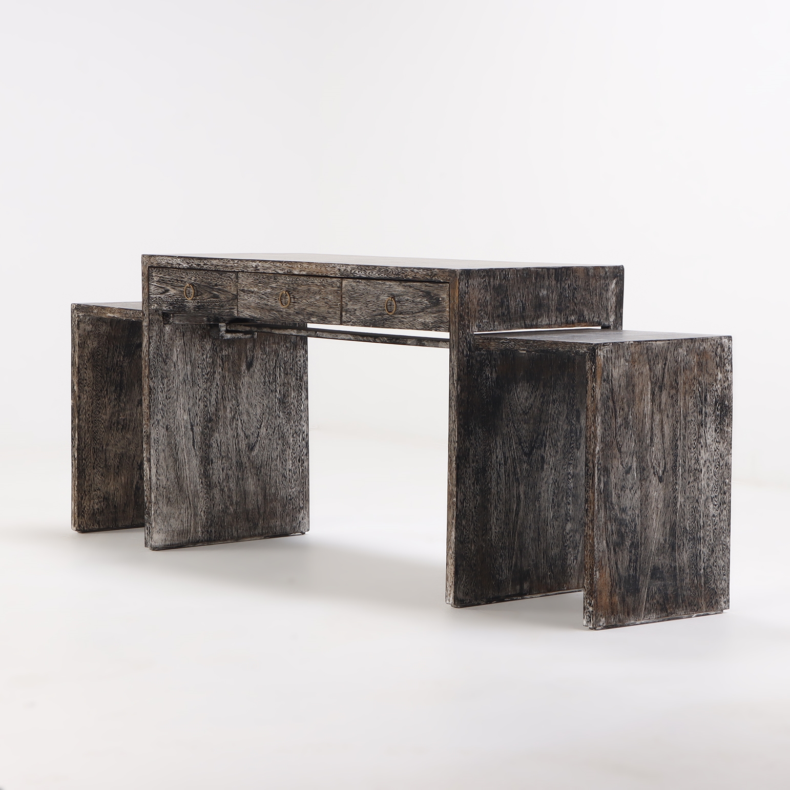 Jean-Michel Frank | Dark cerused oak three drawer writing desk in the ...