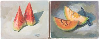 A Pair of Fruit Still Lifes - Cris Roy
