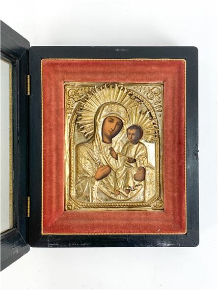 Russian School | ANTIQUE RUSSIAN ICON WITH REZA IN SHADOW BOX | MutualArt