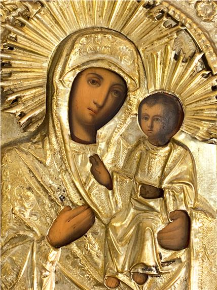 Russian School | ANTIQUE RUSSIAN ICON WITH REZA IN SHADOW BOX | MutualArt