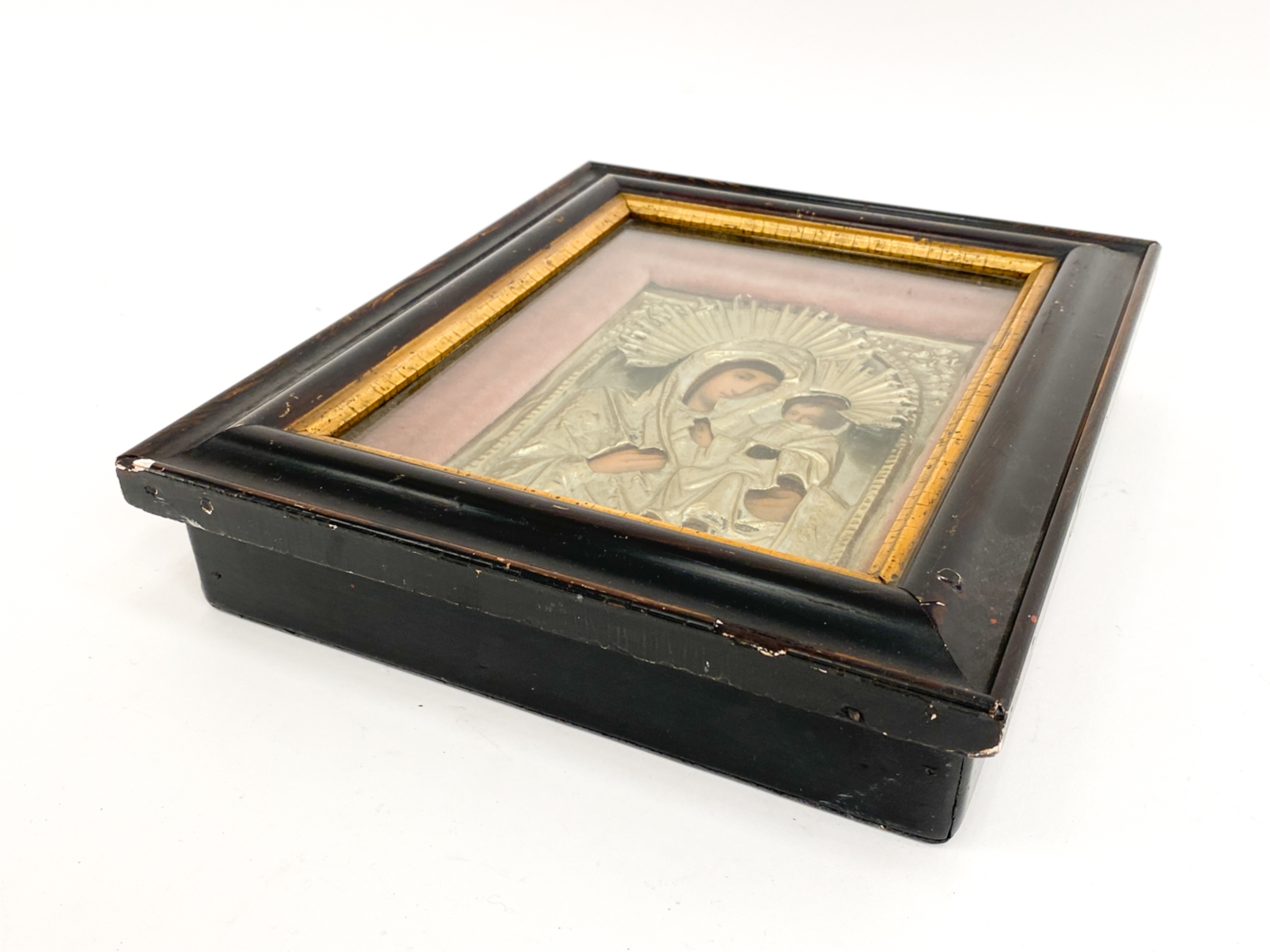 Russian School | ANTIQUE RUSSIAN ICON WITH REZA IN SHADOW BOX | MutualArt