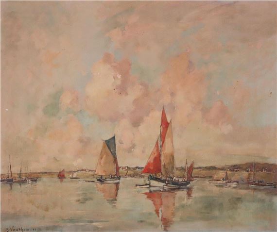 Voilier et pêcheurs dans la baie